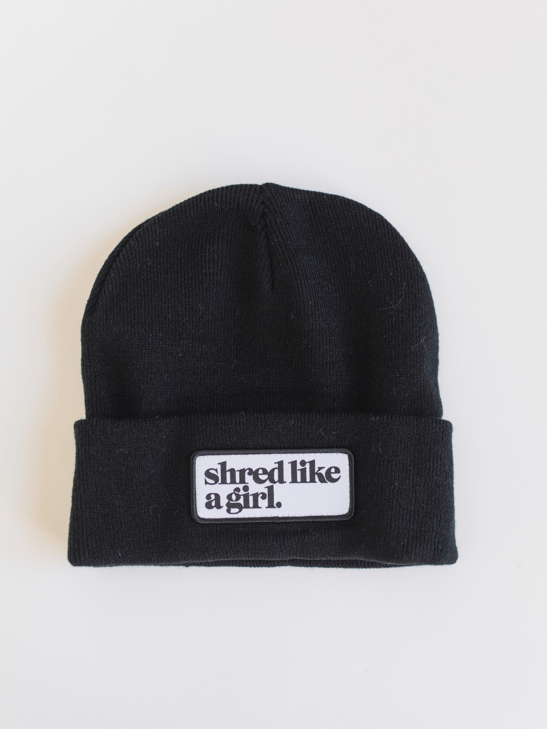 Shred Like a Girl Black Merrowed Raised Patch Beanie - Heyday