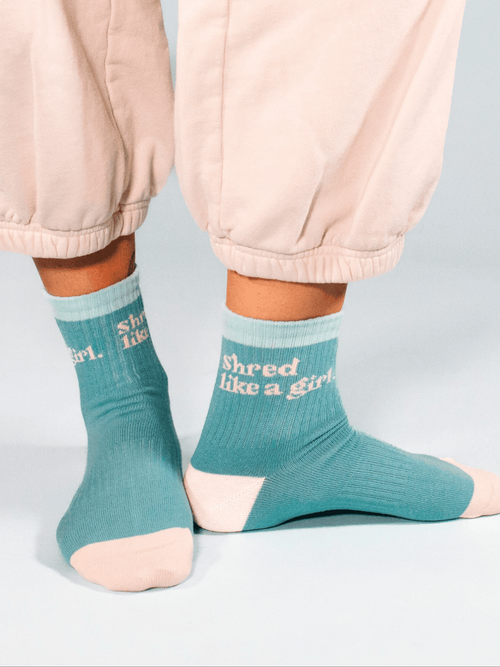 Shred Like A Girl Marine Crew Socks - Heyday