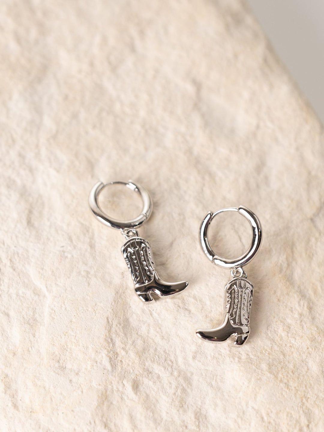 Silver Cowgirl Boot Huggie Earrings - Heyday