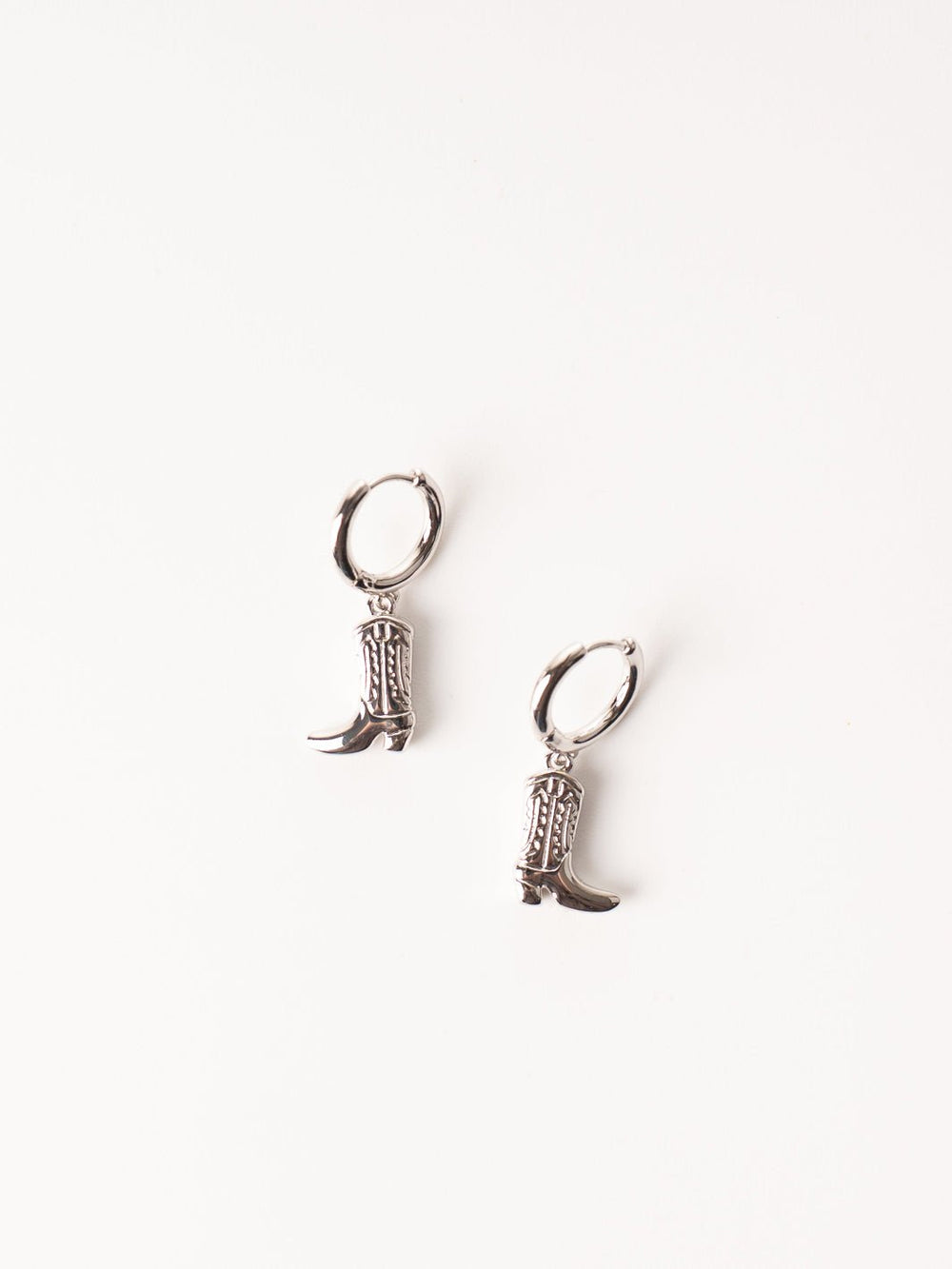 Silver Cowgirl Boot Huggie Earrings - Heyday