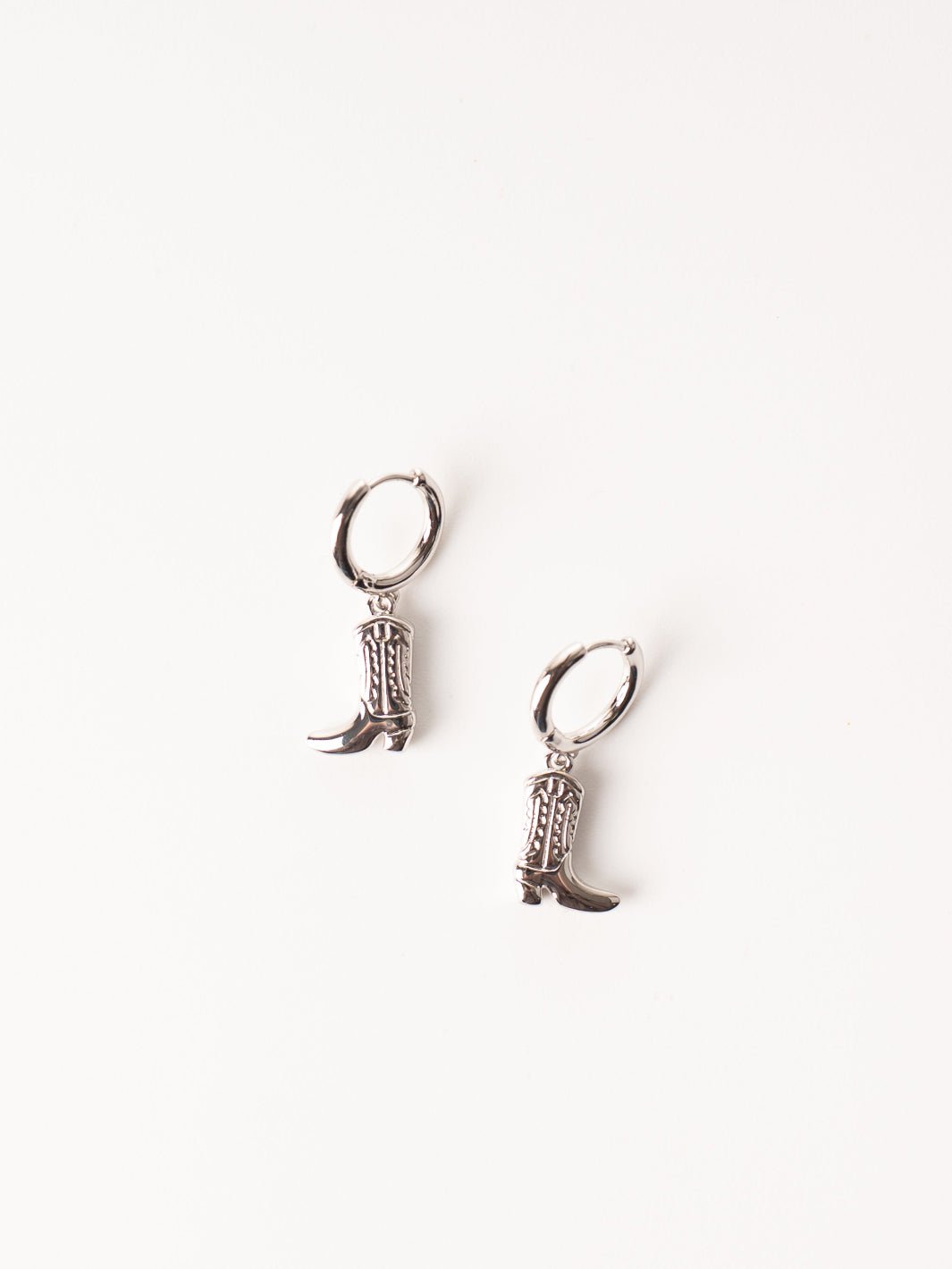 Silver Cowgirl Boot Huggie Earrings - Heyday