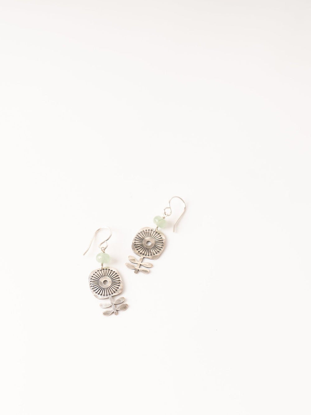 Silver Flower Jade Verdure Earrings - Heyday