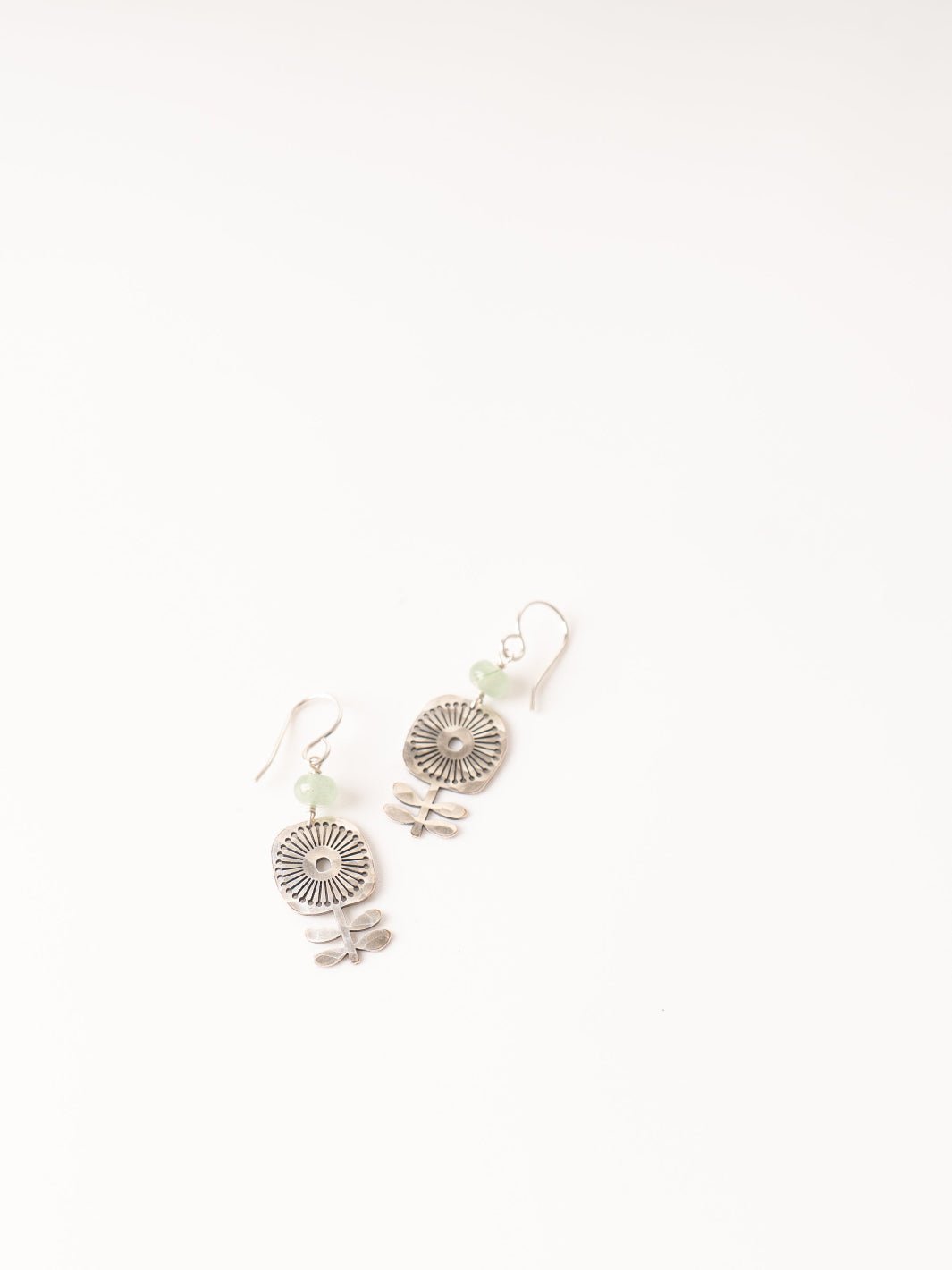 Silver Flower Jade Verdure Earrings - Heyday