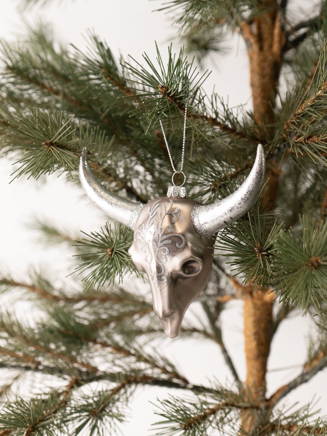 Silver Steer Skull Ornament - Heyday