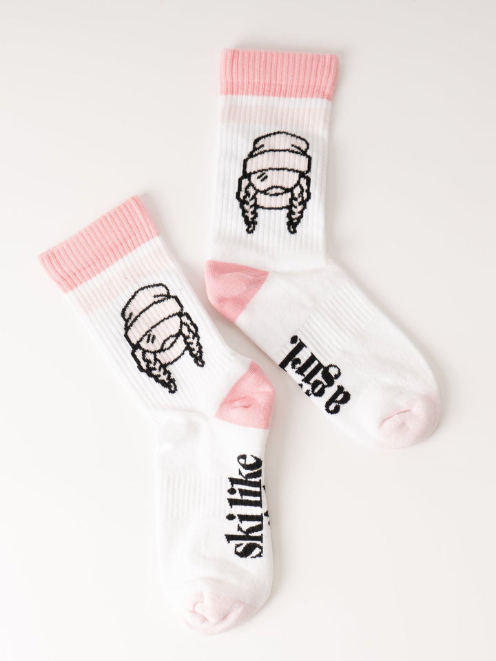 Ski Like a Girl Adult Pink Socks - Heyday