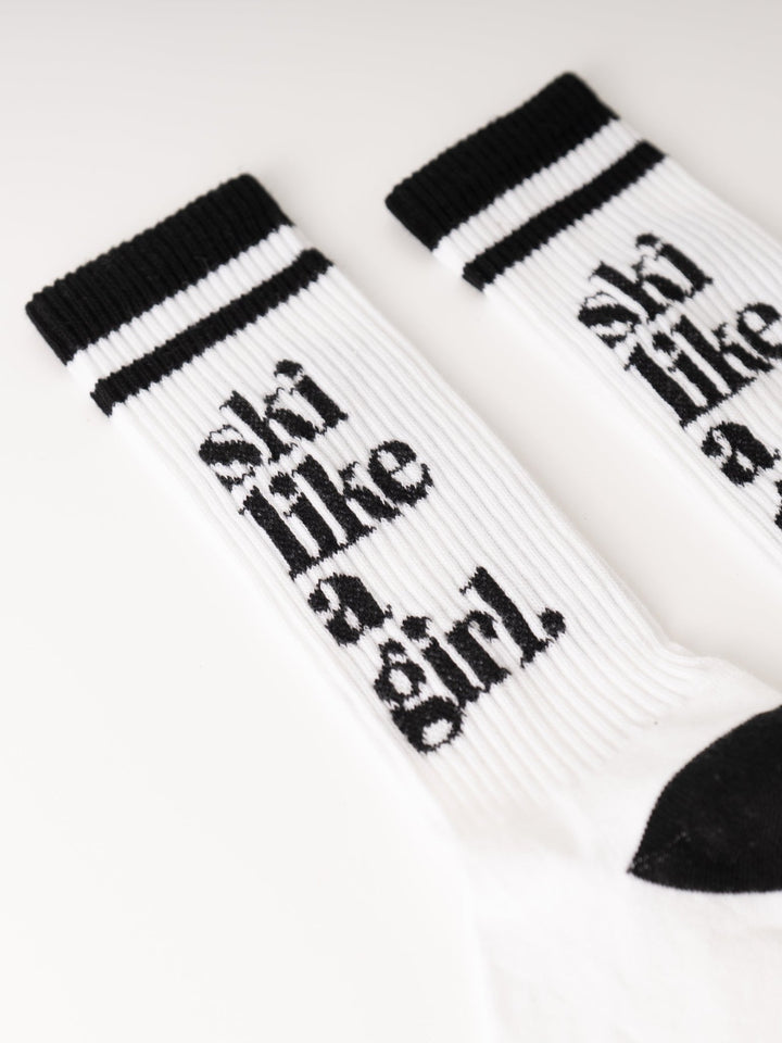 Ski Like a Girl Adult White Socks - Heyday