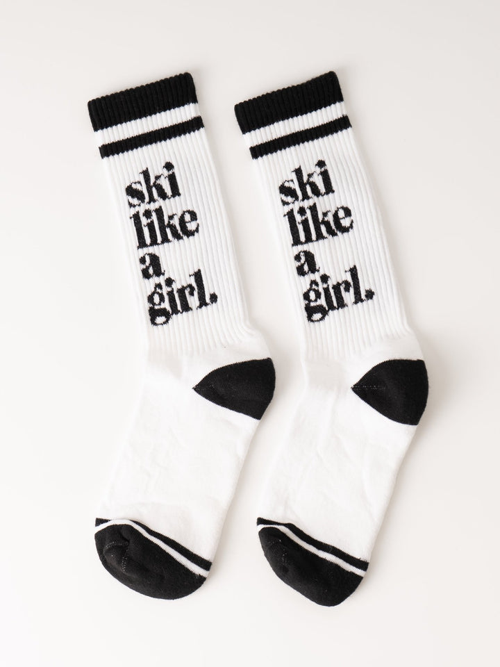 Ski Like a Girl Adult White Socks - Heyday