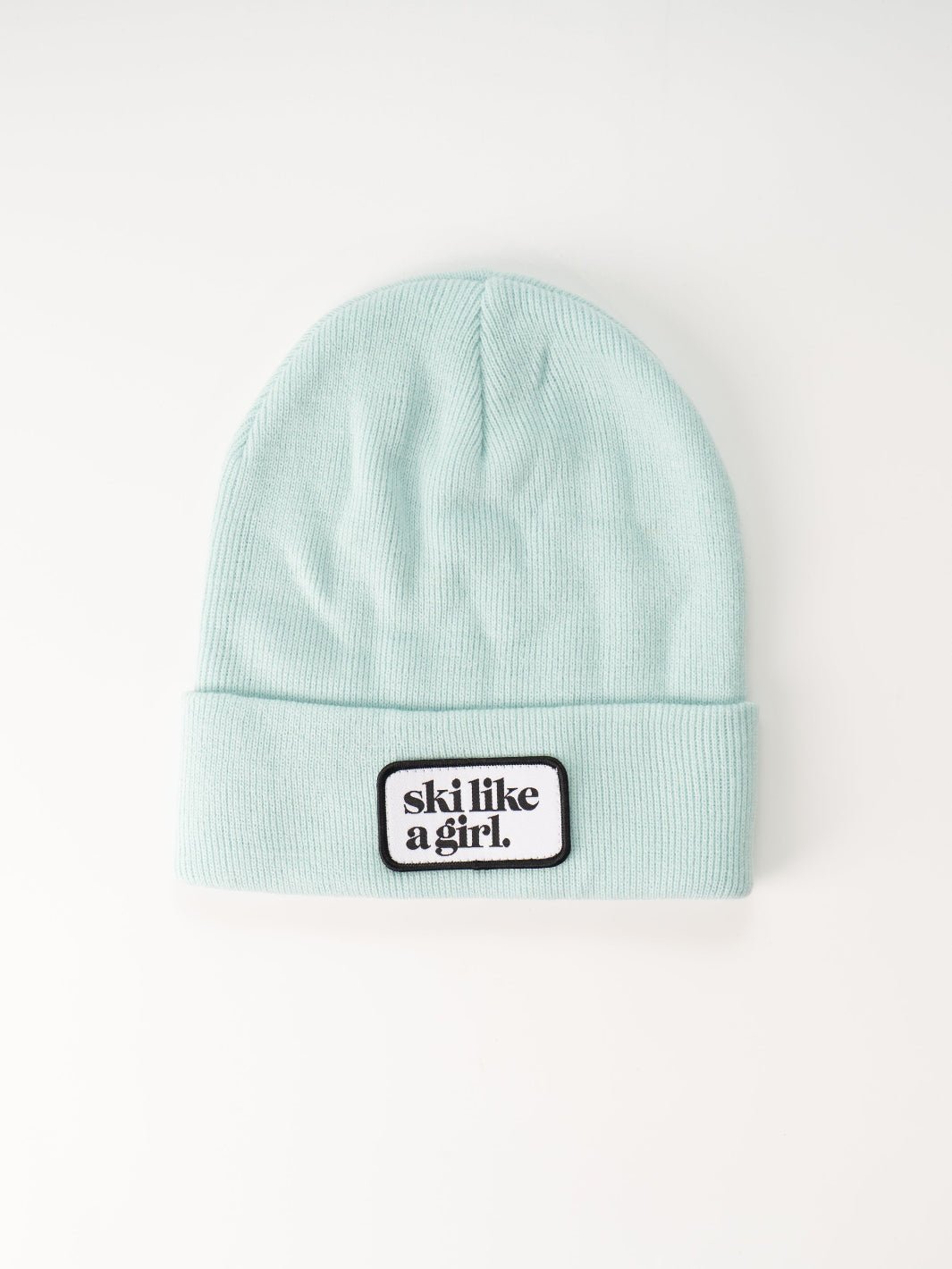 Ski Like a Girl Arctic Aqua Merrowed Raised Patch Beanie - Heyday