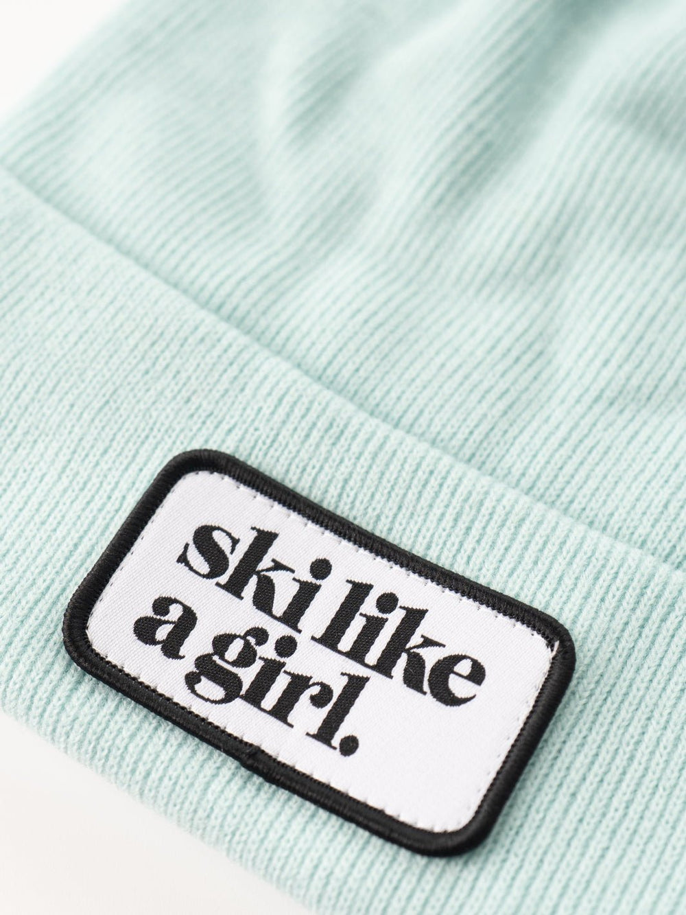 Ski Like a Girl Arctic Aqua Merrowed Raised Patch Beanie - Heyday