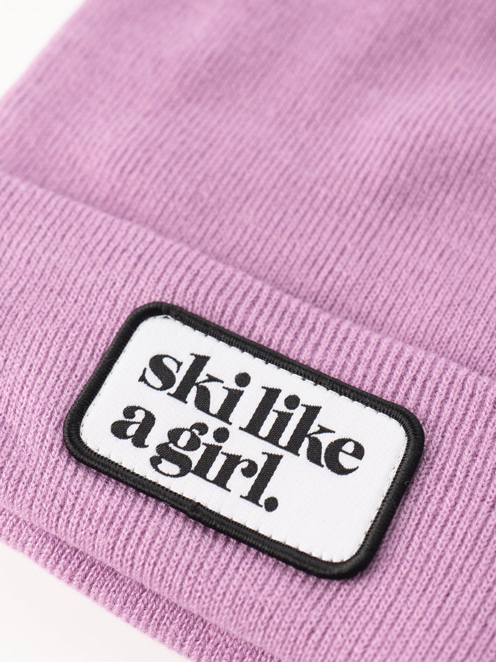 Ski Like a Girl Berry Merrowed Raised Patch Beanie - Heyday