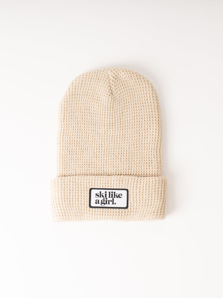 Ski like a Girl Birch Waffle Beanie - Heyday