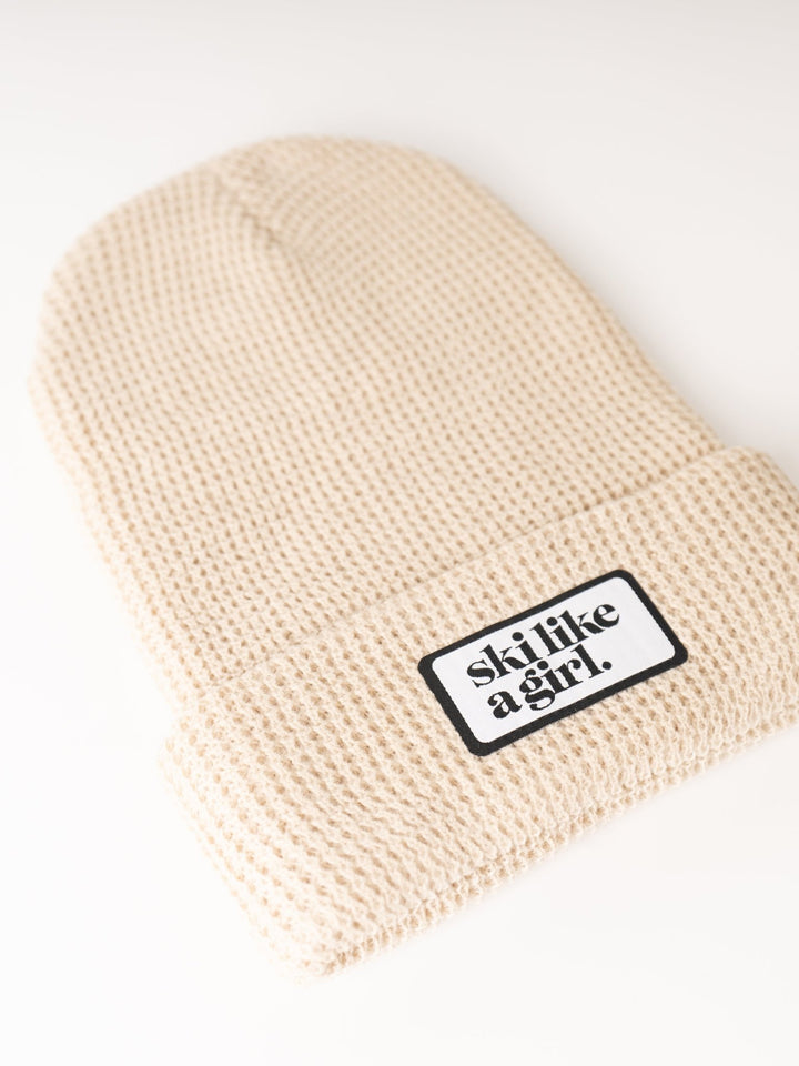 Ski like a Girl Birch Waffle Beanie - Heyday