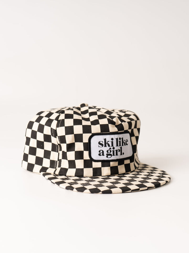 Ski Like a Girl Black Checkerboard Hat - Heyday