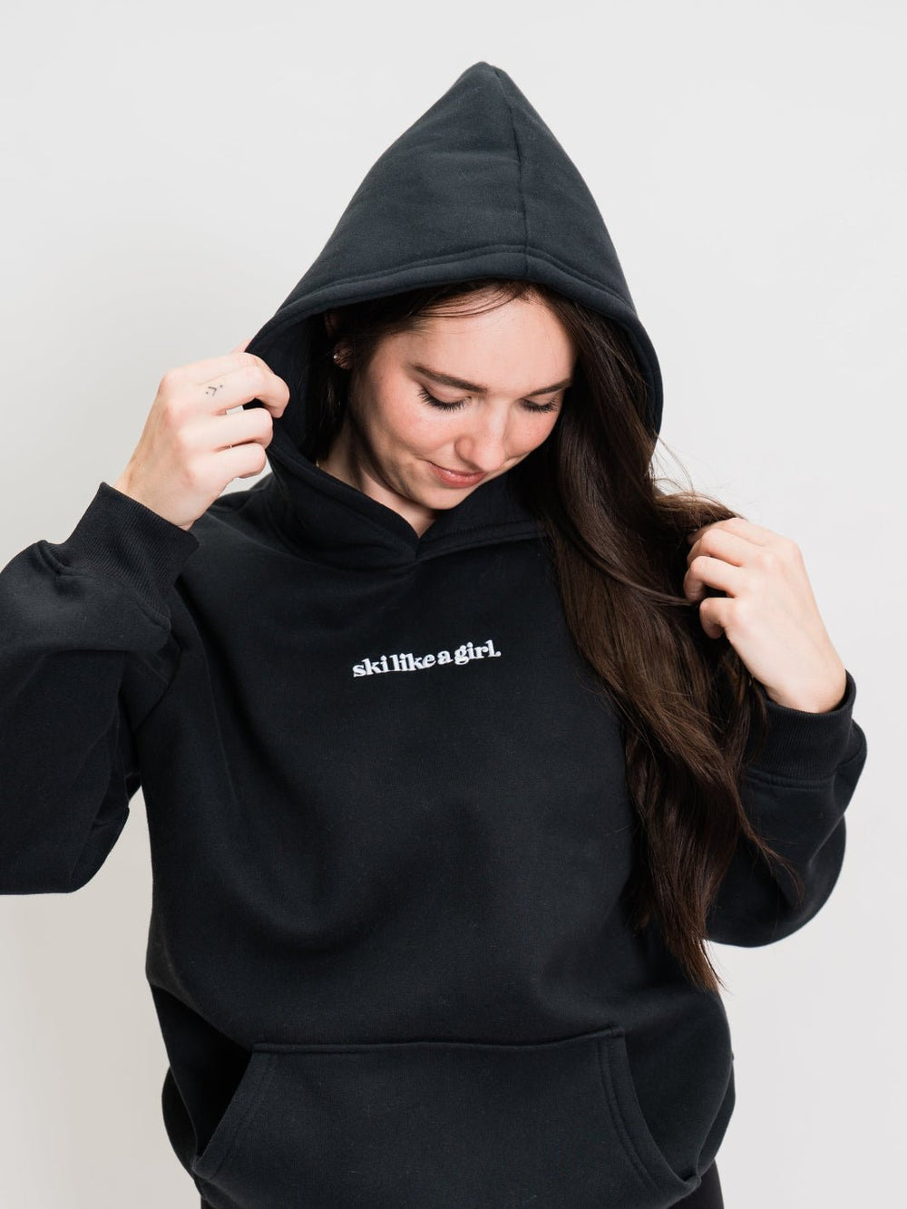 Ski Like A Girl Black Classic Hoodie - Heyday