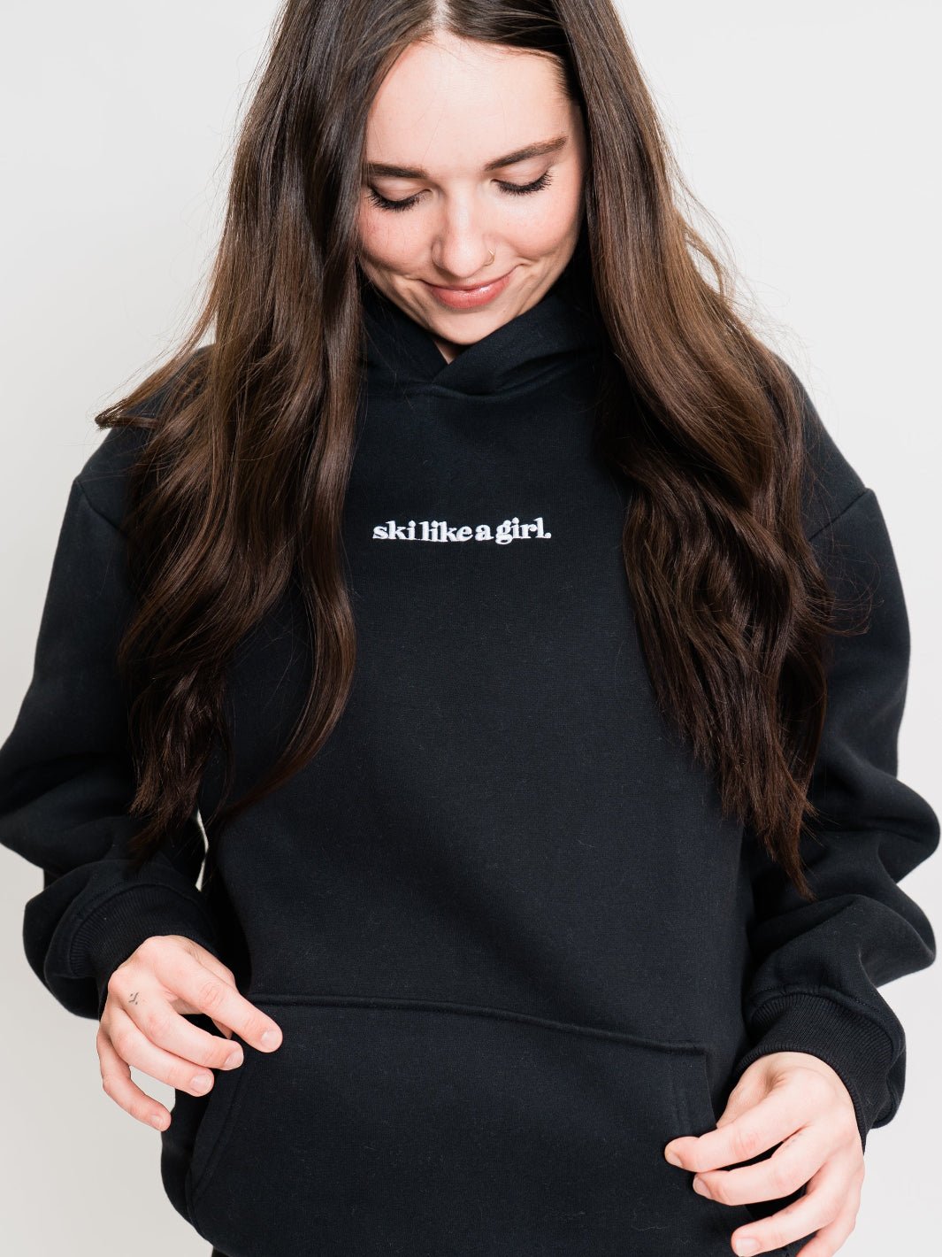 Ski Like A Girl Black Classic Hoodie - Heyday
