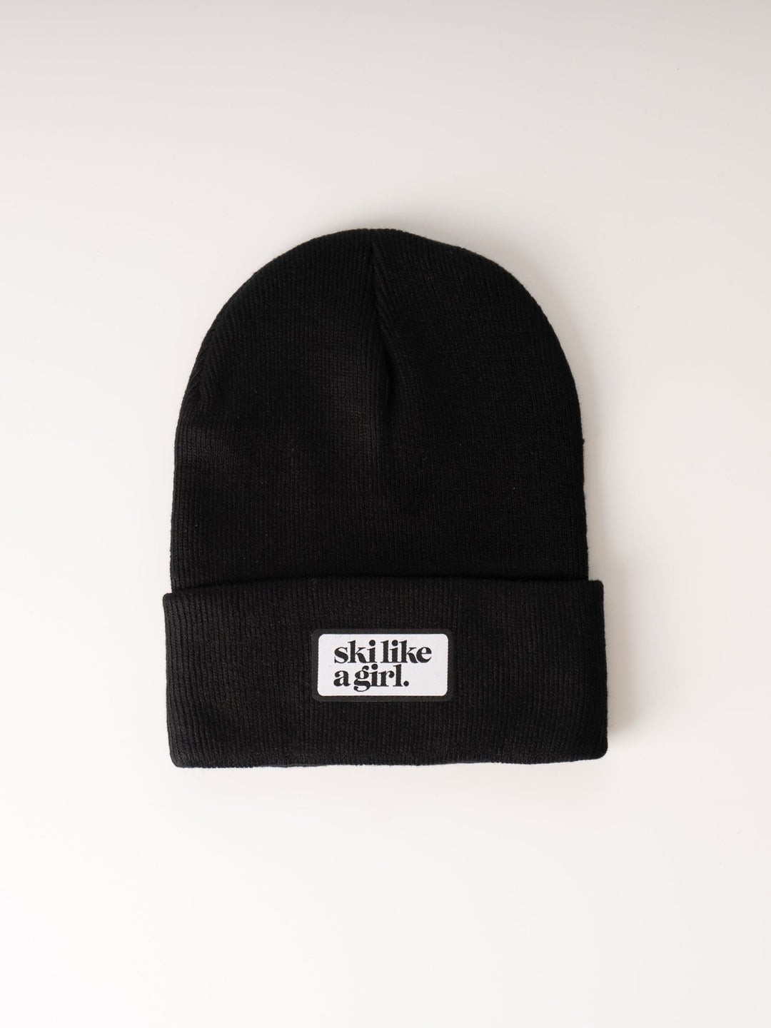 Ski Like a Girl Black Ribbed Beanie - Heyday