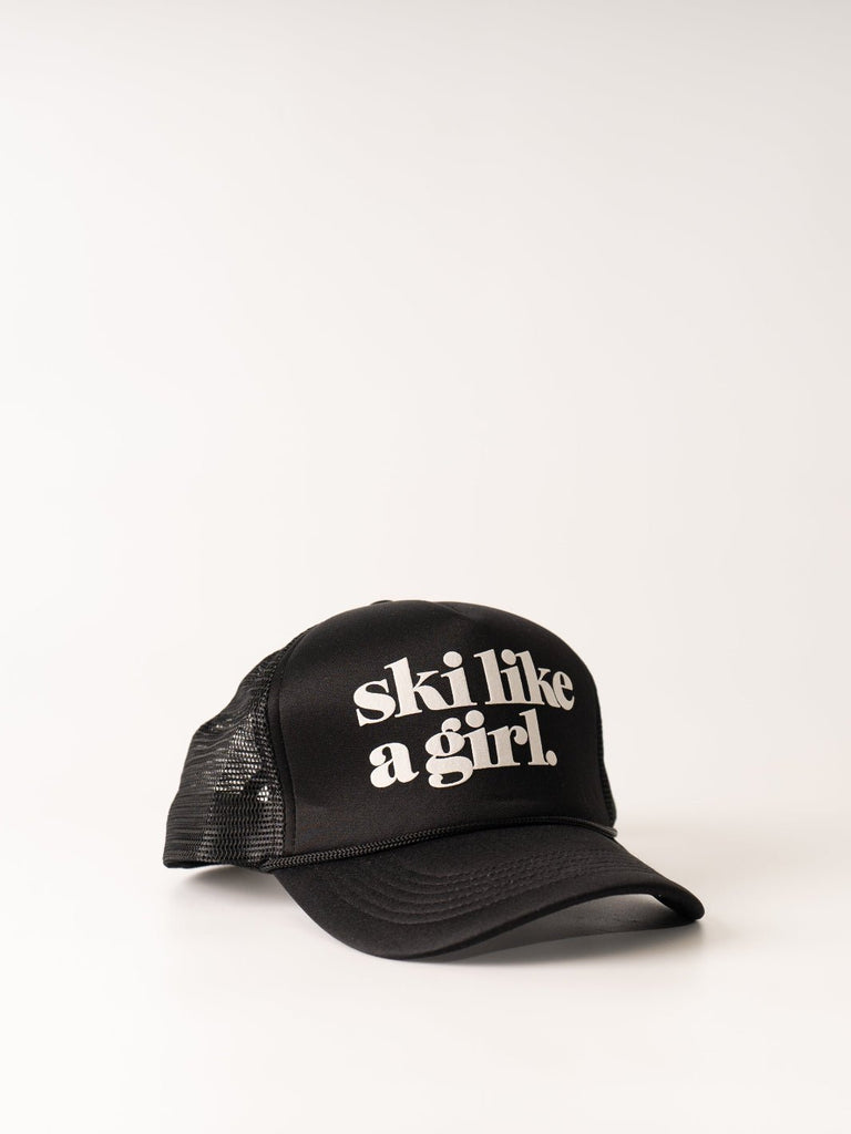 Ski Like A Girl Black Trucker Hat - Heyday Bozeman display picture 3