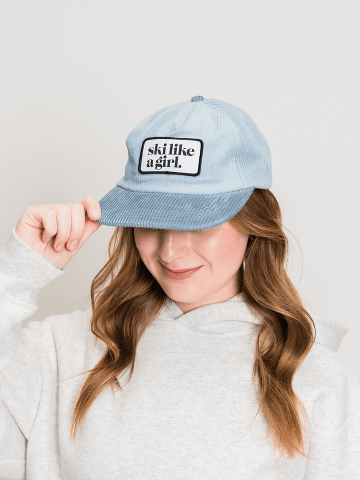 Ski Like A Girl Bluebird Cord Patch Hat - Heyday