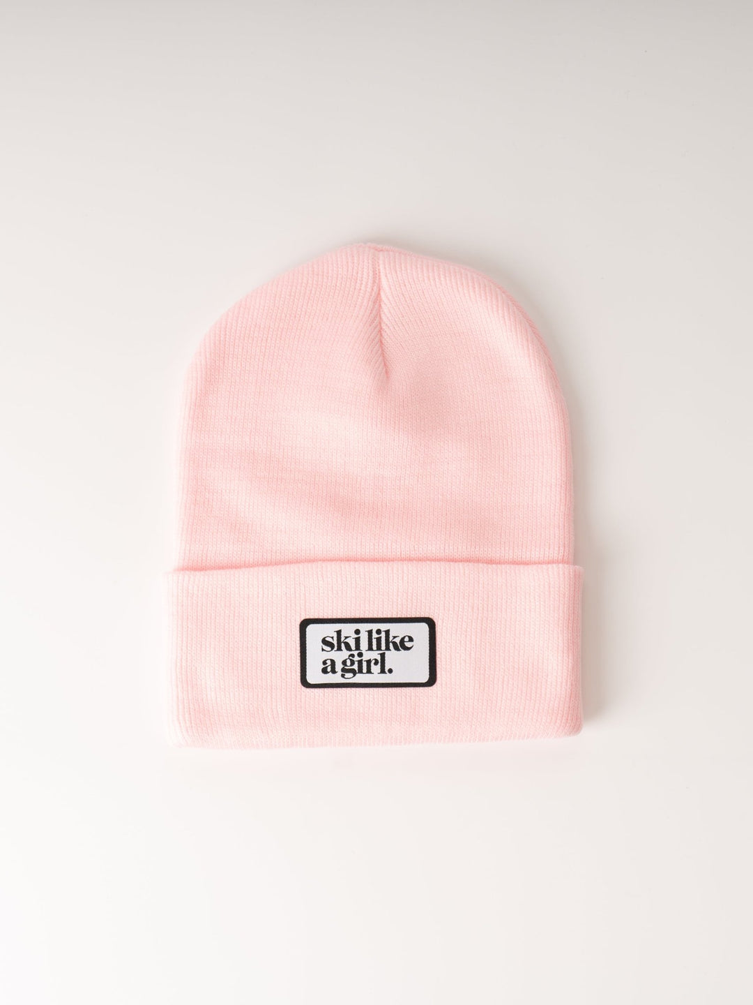 Ski Like a Girl Blush Ribbed Beanie - Heyday