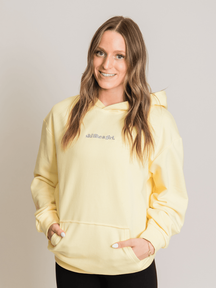 Ski Like A Girl Classic Yellow Hoodie - Heyday