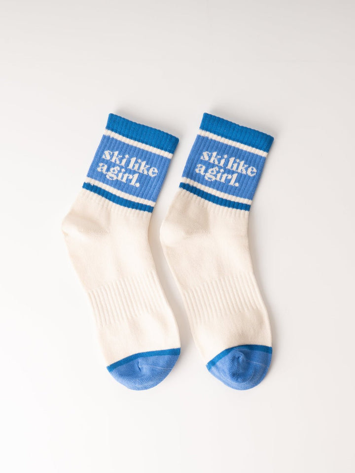 Ski Like a Girl Cobalt Crew Socks - Heyday