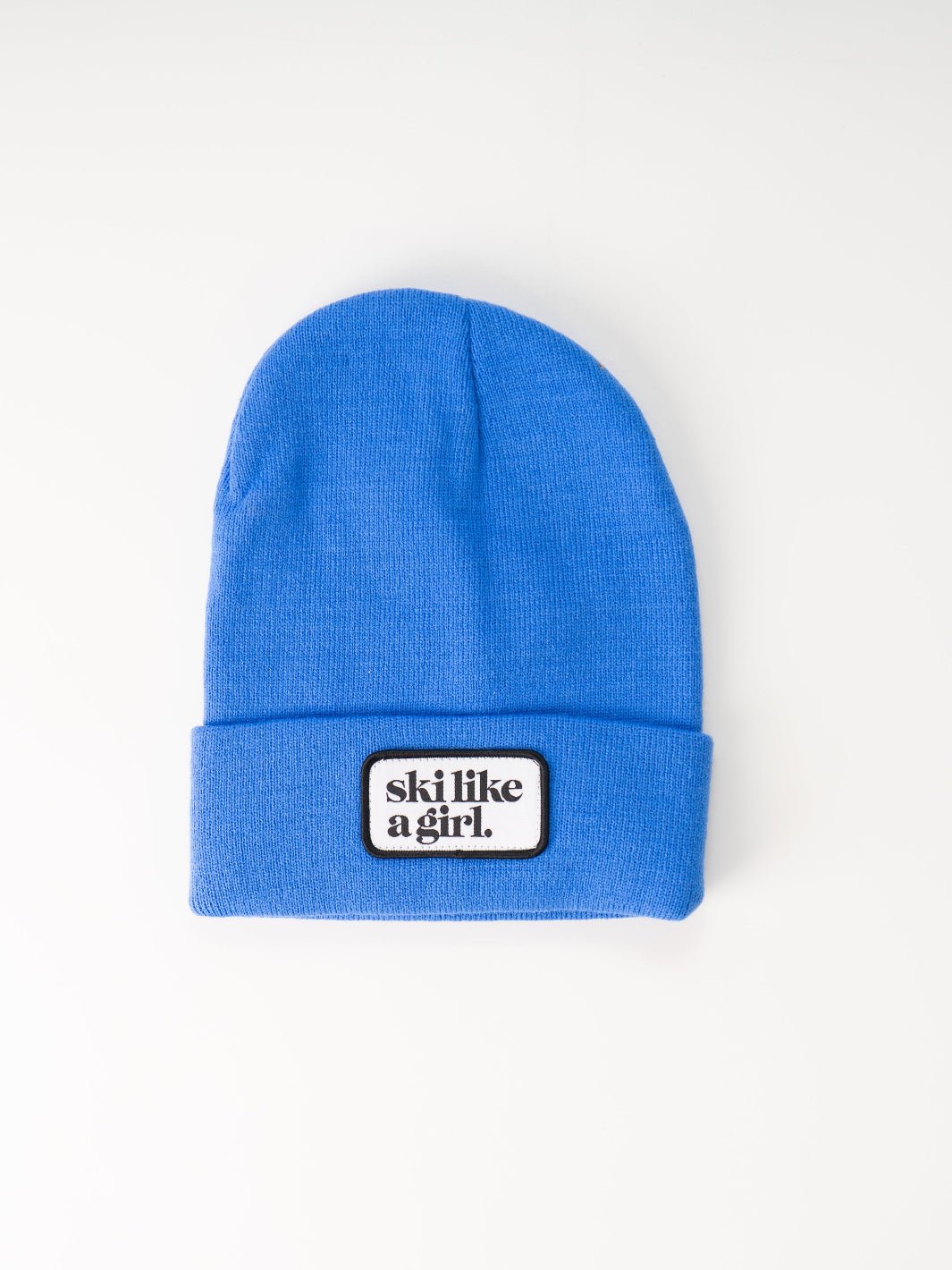 Ski Like a Girl Cobalt Merrowed Raised Patch Beanie - Heyday