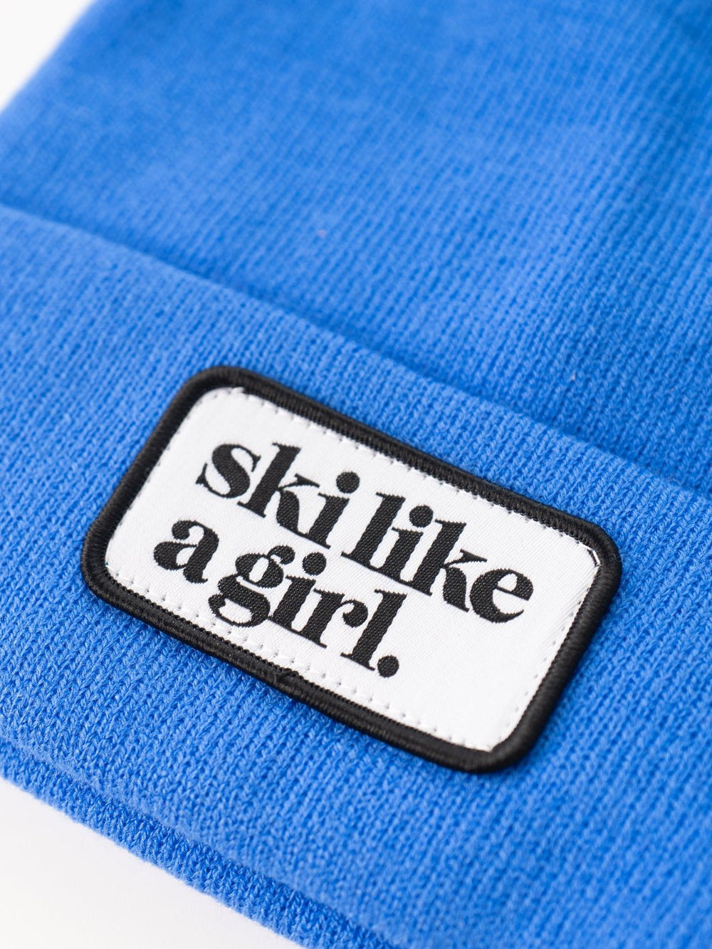 Ski Like a Girl Cobalt Merrowed Raised Patch Beanie - Heyday