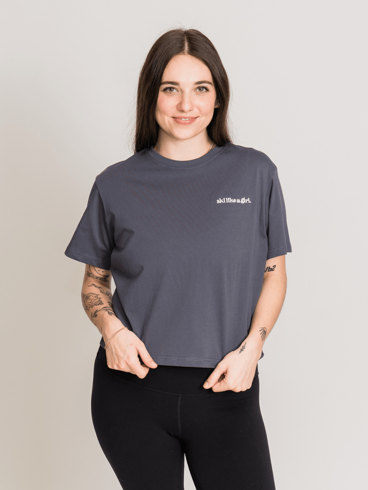 Ski Like A Girl Dark Grey "Like You Mean It" Short Sleeve Tee - Heyday