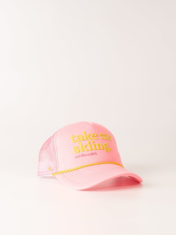 Ski Like A Girl Flamingo Trucker Hat - Heyday