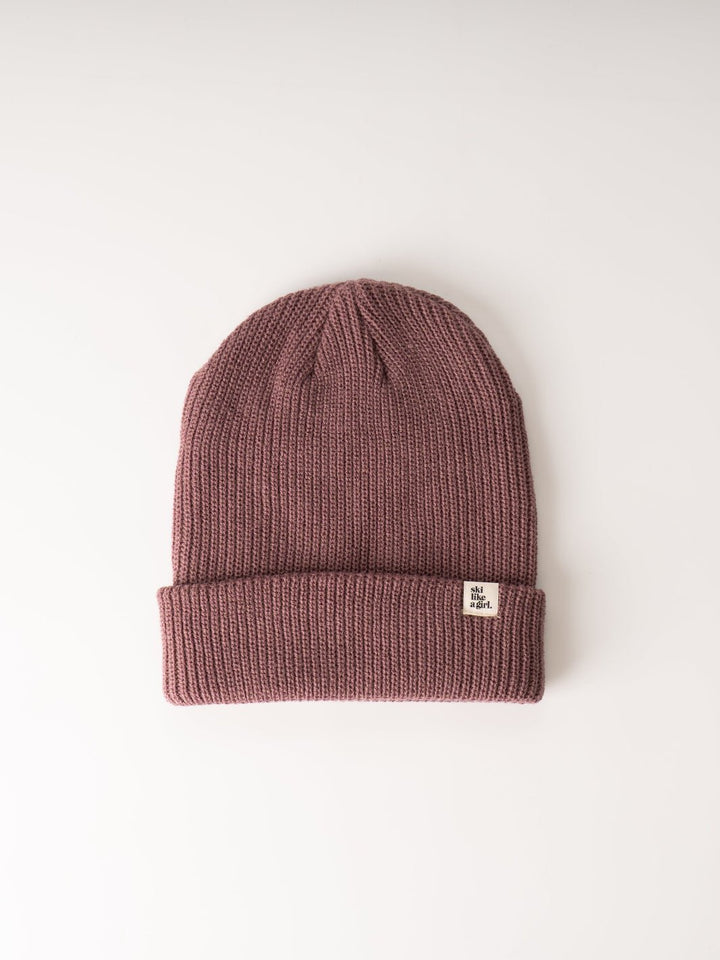 Ski Like A Girl Grape Knit Tag Beanie - Heyday