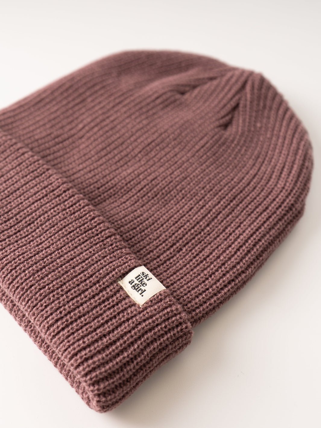 Ski Like A Girl Grape Knit Tag Beanie - Heyday