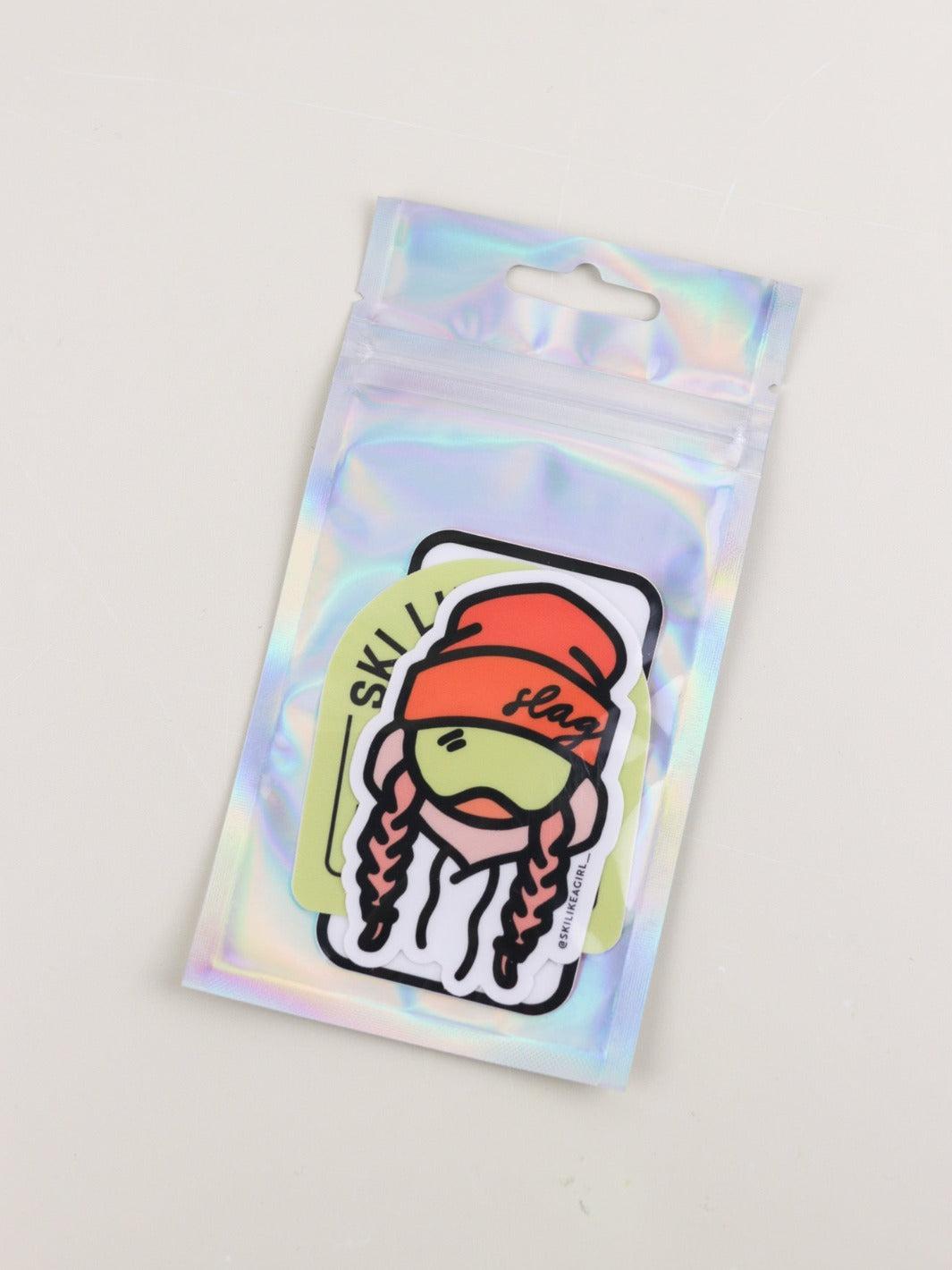 Ski Like a Girl Melon Sticker 4-Pack