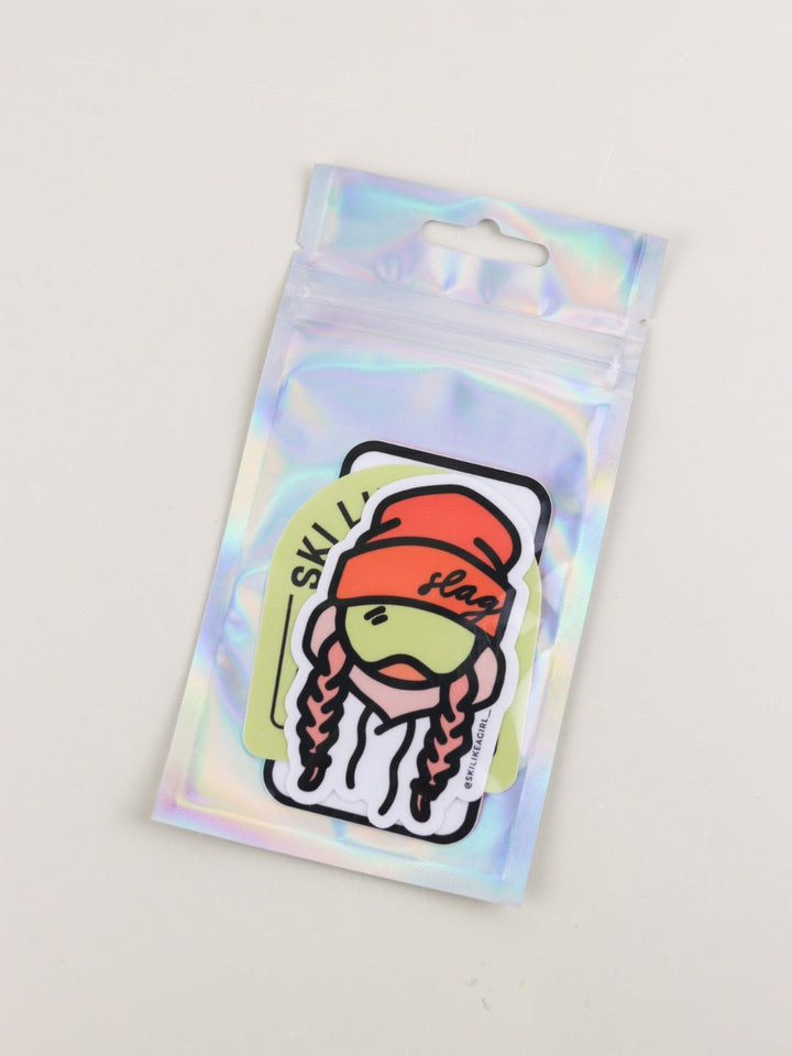 Ski Like a Girl Melon Sticker 4-Pack