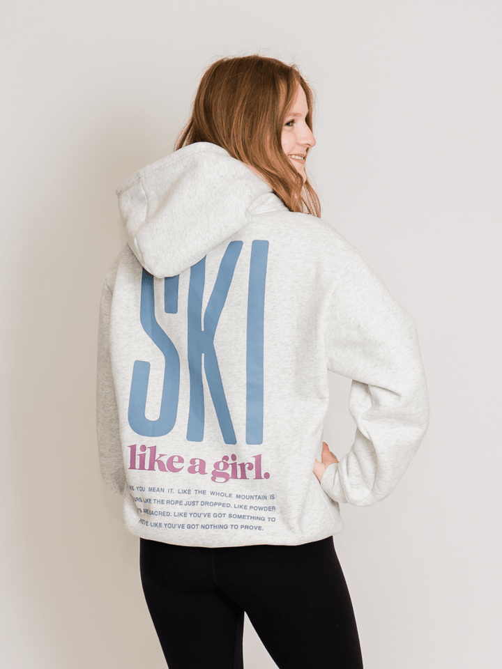 Ski Like A Girl Heather Grey Manifesto Hoodie - Heyday