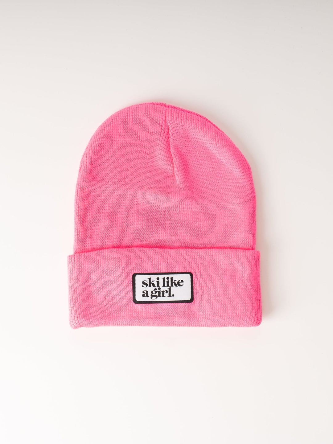 Ski Like a Girl Hot Pink Ribbed Beanie - Heyday