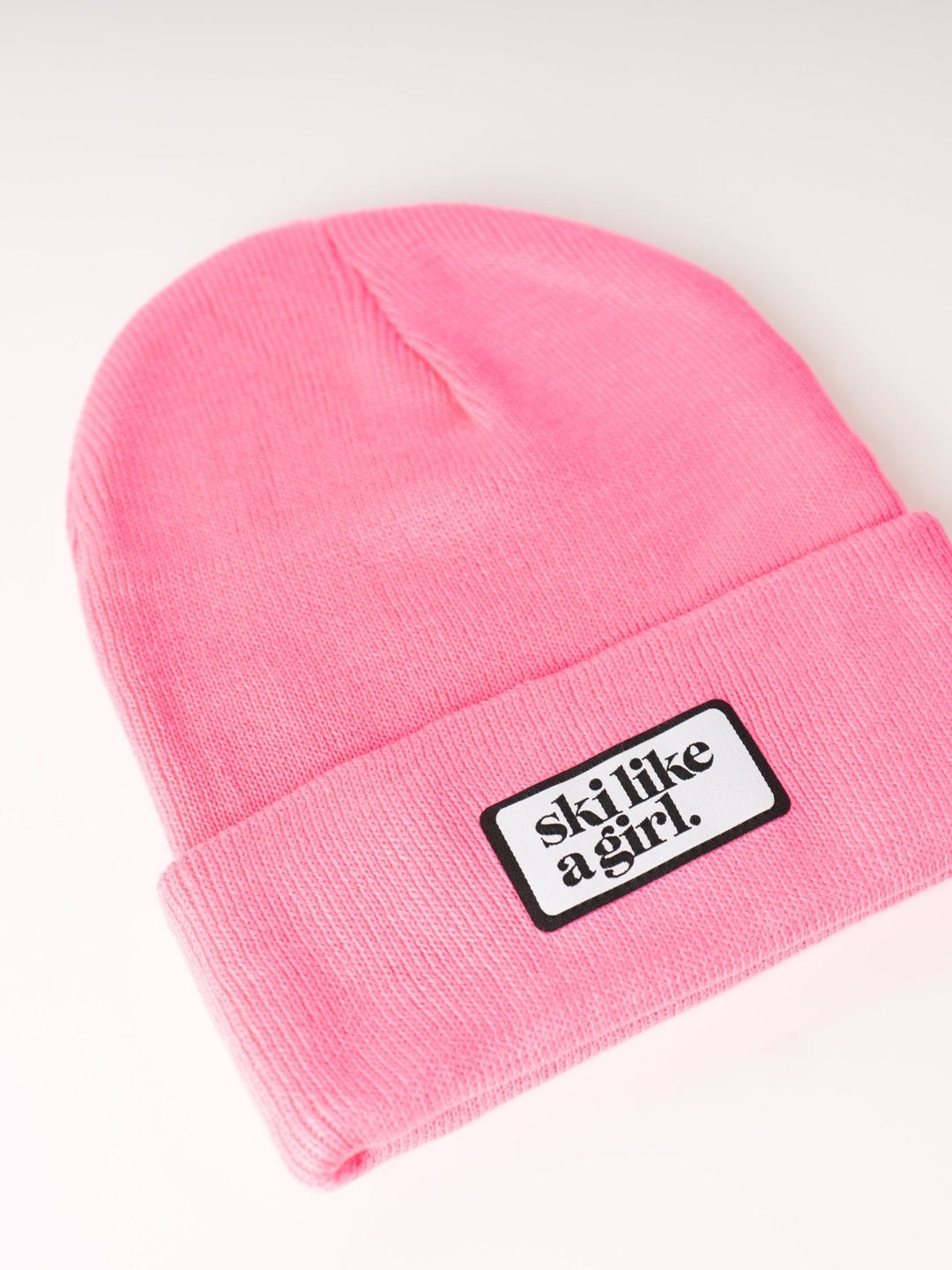 Ski Like a Girl Hot Pink Ribbed Beanie - Heyday