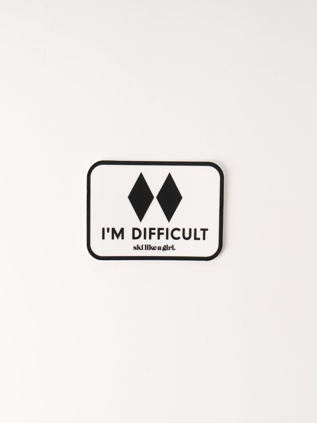 Ski Like A Girl I'm Difficult White Patch Sticker - Heyday