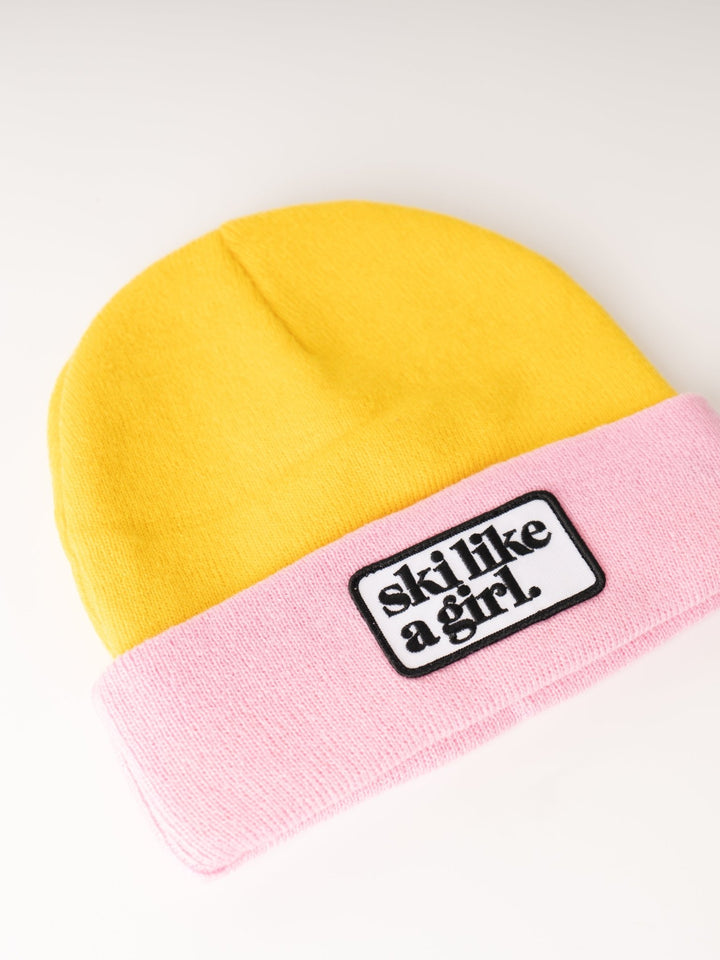 Ski Like a Girl Lemonade Patch Beanie - Heyday