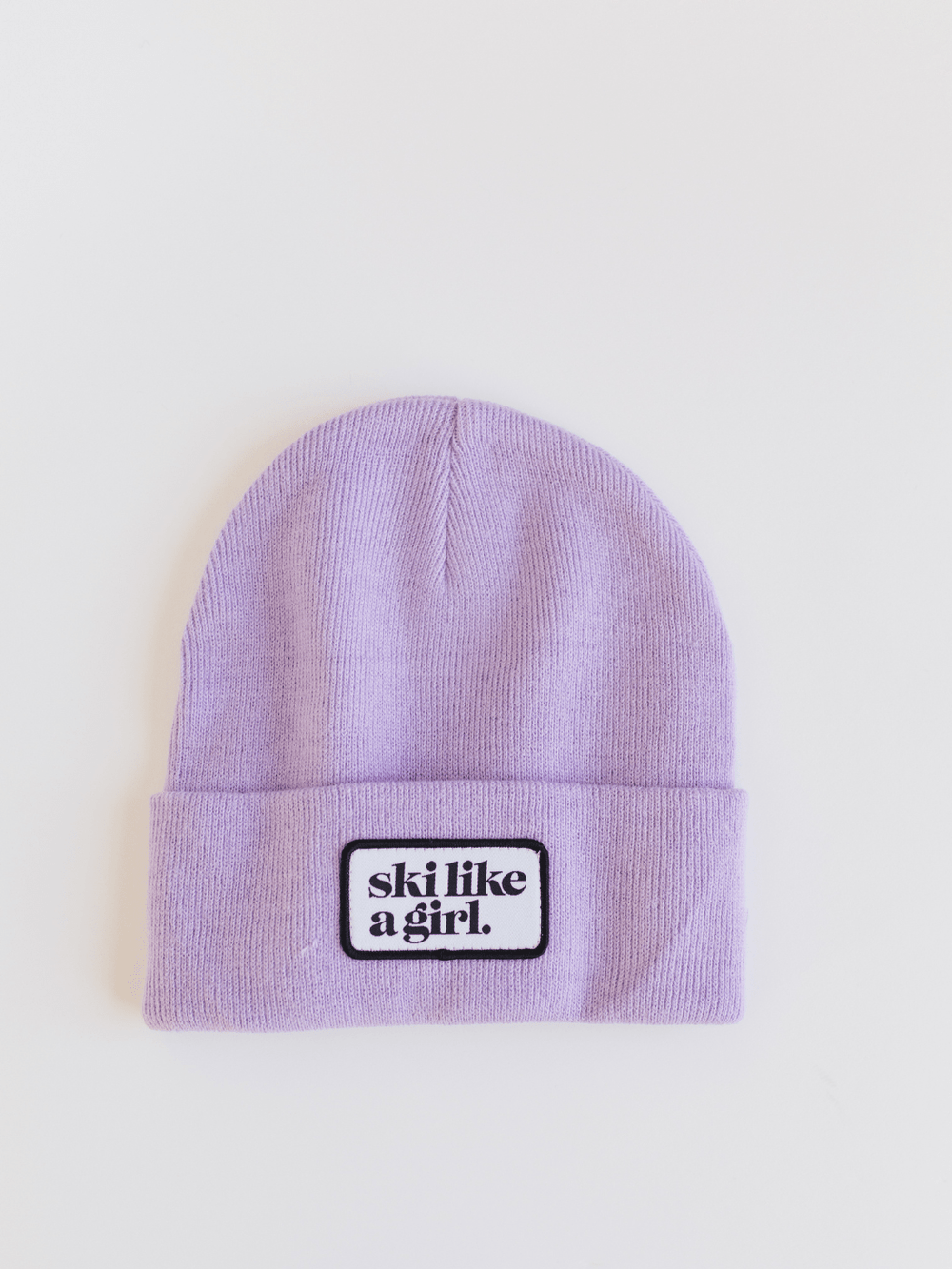 Ski Like a Girl Lilac Merrowed Raised Patch Beanie - Heyday