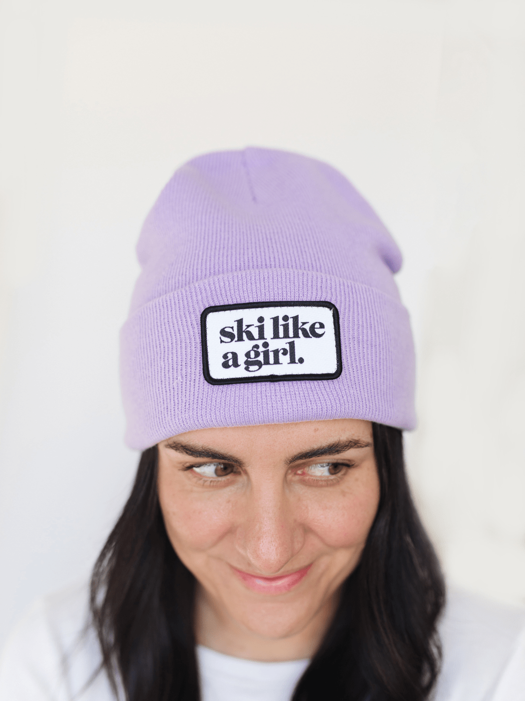 Ski Like a Girl Lilac Merrowed Raised Patch Beanie - Heyday