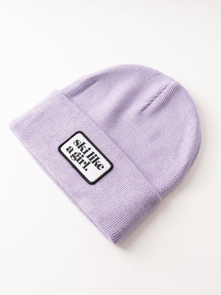 Ski Like a Girl Lilac Merrowed Raised Patch Beanie - Heyday