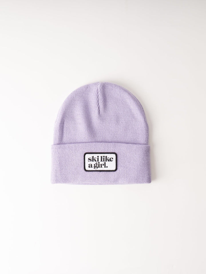 Ski Like a Girl Lilac Merrowed Raised Patch Beanie - Heyday