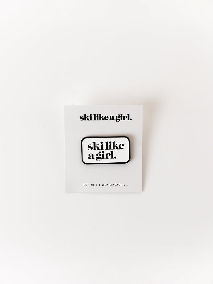 Ski Like A Girl Pin in Black and White - Heyday