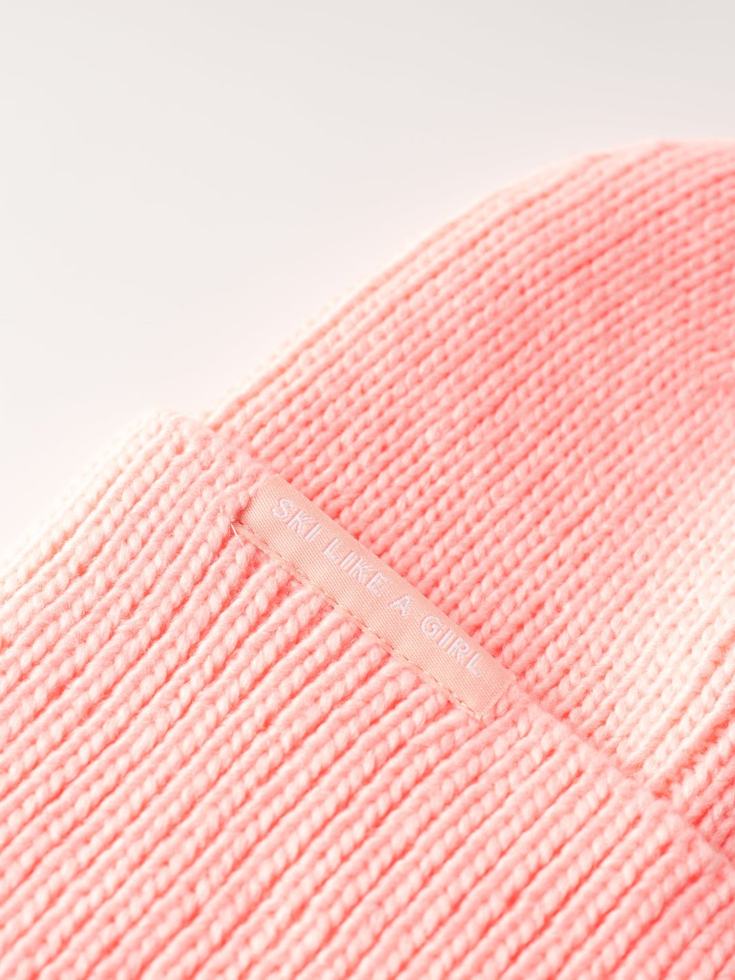 Ski Like a Girl Pink Hi Cuff Knit Beanie - Heyday