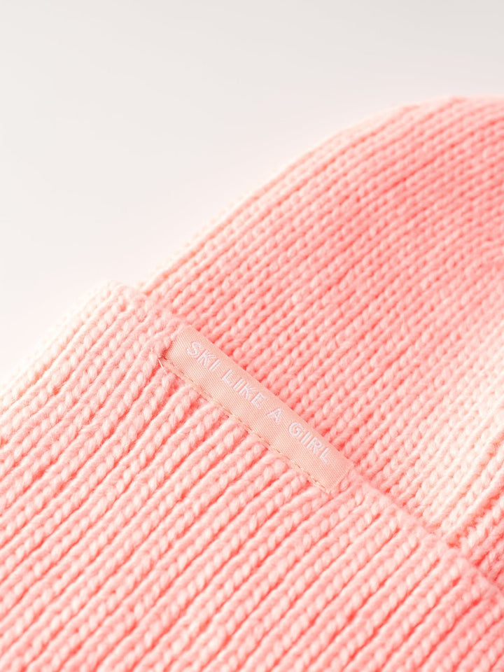 Ski Like a Girl Pink Hi Cuff Knit Beanie - Heyday