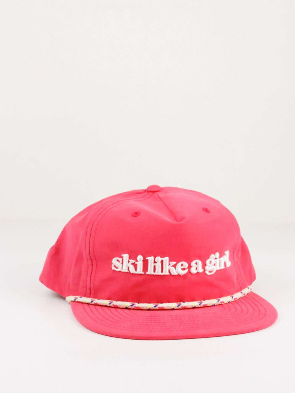 Ski Like A Girl Pink Nylon Embroidered Hat - Heyday