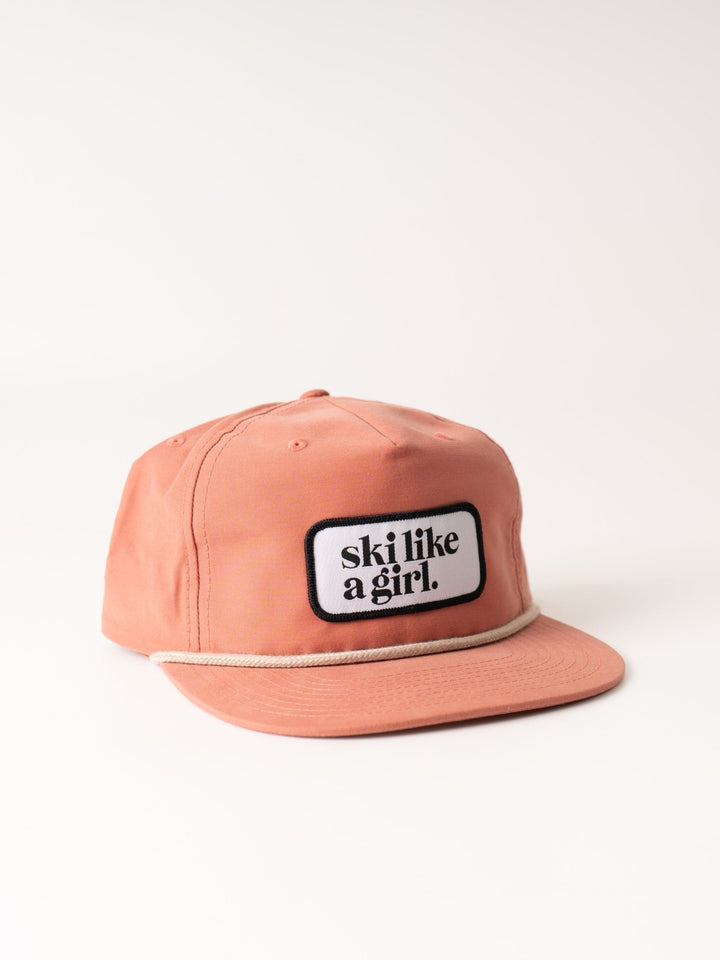 Ski Like a Girl Pink Nylon Patch Hat - Heyday