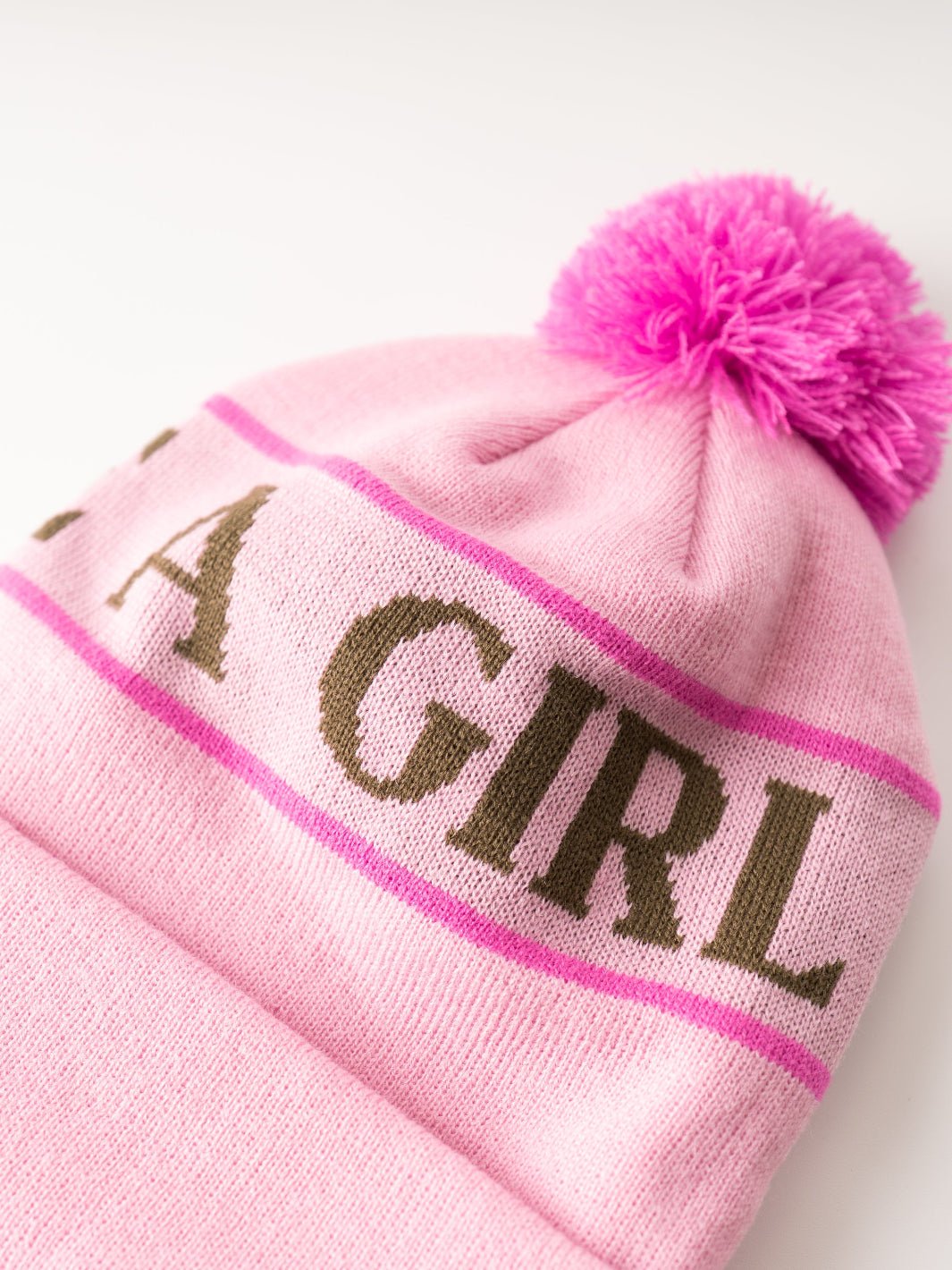 Ski Like A Girl Pink Team Pom Beanie - Heyday