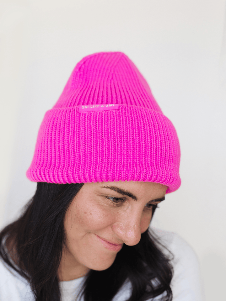 Ski Like a Girl Punch Hi Cuff Knit Beanie - Heyday