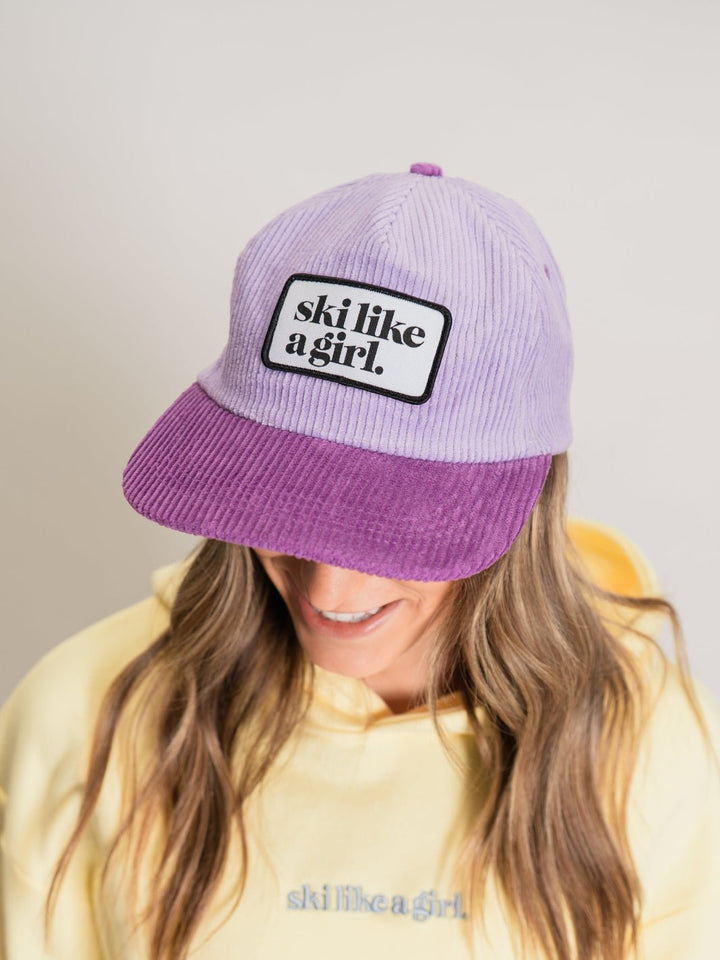 Ski Like A Girl Purple Cord Patch Hat - Heyday